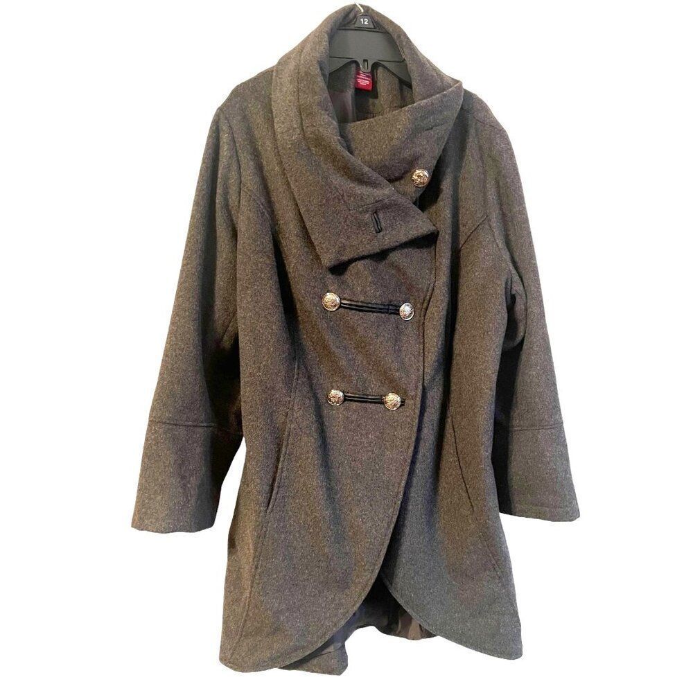 Jessica London Grey Black Peacoat Women's Size 18‎
